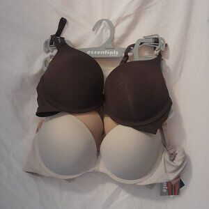 NWT René Rofé Sophie B 3 pack Neutral Tone Flexible Fit Push Up Bras Size 36B